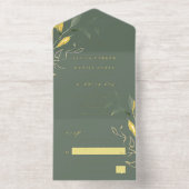 Tout En Un Invitation Verdure verte minimaliste or sauge vert mariage (Intérieur)