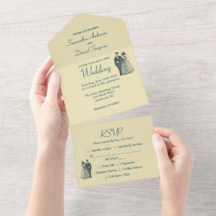 Tout En Un Invitation vintage de Mariage de chambre de mariée