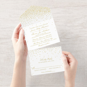 Tout En Un Invitation Vintage Glam Confetti Mariage Real Foil Pressé