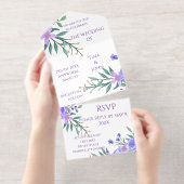 Tout En Un Invitation Violet Lavande Floral Botanique Tout-En-Un Feuille (Détachable)