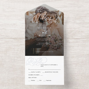 Tout En Un Invitation *VRAI CLINQUANT* Élégante Photo Mariage Script