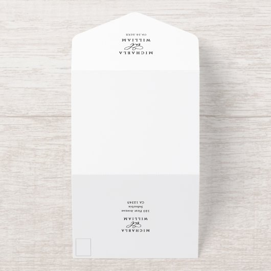 Tout En Un Invitation *VRAI FOIL* Élégant Mariage photo de script (Extérieur)