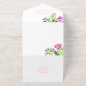 Tout En Un Invitation Watercolor Floral Pink Peonies Photo Quinceañera (Extérieur)