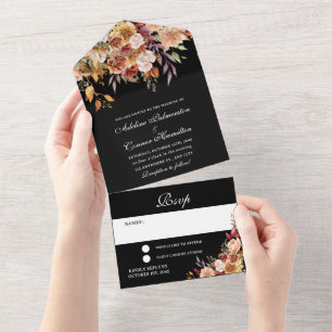 Tout En Un Mariage Automnal Maussade Invitation Tout-En-Un