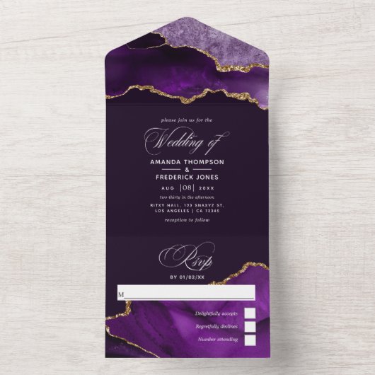 Tout En Un Mariage d'âge violet et or sur invitation (À l'intérieur)