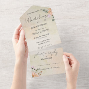 Tout en un Mariage Floral Rustic Invitation