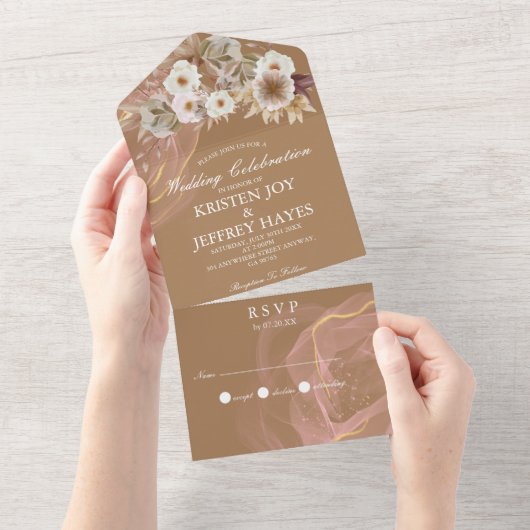 Tout en un Mariage Floral Rustic Invitation (Déchirure)