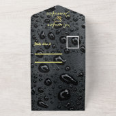 Tout En Un Mariage noir Diamond Or moderne Invitation (Dehors)