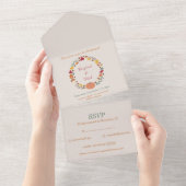 Tout En Un Mariage RSVP Wreath & Fall All In One Invitation (Déchirure)