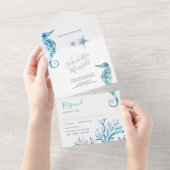 Tout En Un Modern Coastal Wedding All In One Invitation (Déchirure)