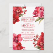Tout en un Orchidées rouges Invitations de mariage (Devant)