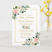 Tout en un rose blanc Mariage photo Invitation (Fleur jaune)