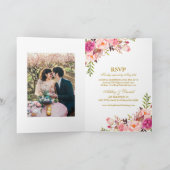 Tout en un rose Floral Mariage Invitation photo (Intérieur)