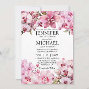 Tout en un rose Orchidées Invitations de mariage