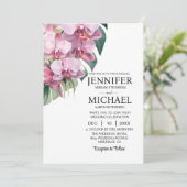 Tout en un rose Orchidées Invitations de mariage (Debout devant)