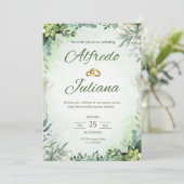 Tout en Un Sage Vert Fleuris Mariage Invitation Fr (Debout devant)