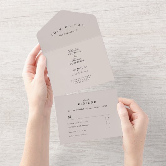 Tout En Un Simple, moderne, mariage dans une seule invitation (Déchirure)