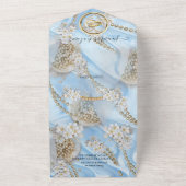 Tout En Un Soie bleue et perles dans une seule invitation de (Dehors)