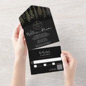 Tout En Un Sorcière Pagan Black All in One Wedding Invitation (Déchirure)