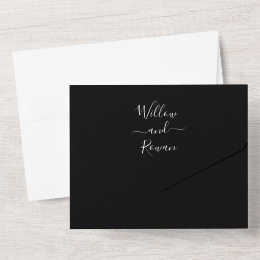 Tout En Un Sorcière Pagan Black All in One Wedding Invitation (Verso)