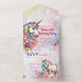 TOUT EN UN Unicorne Invitation Anniversaire (À l'intérieur)