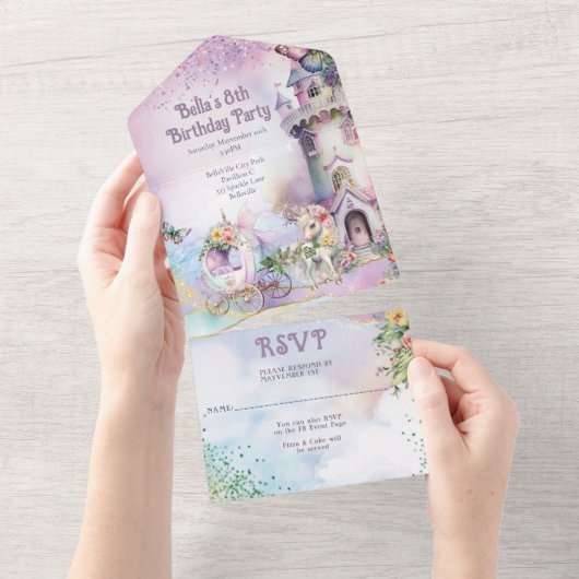 TOUT EN UN Unicorne Invitation Anniversaire (Déchirure)