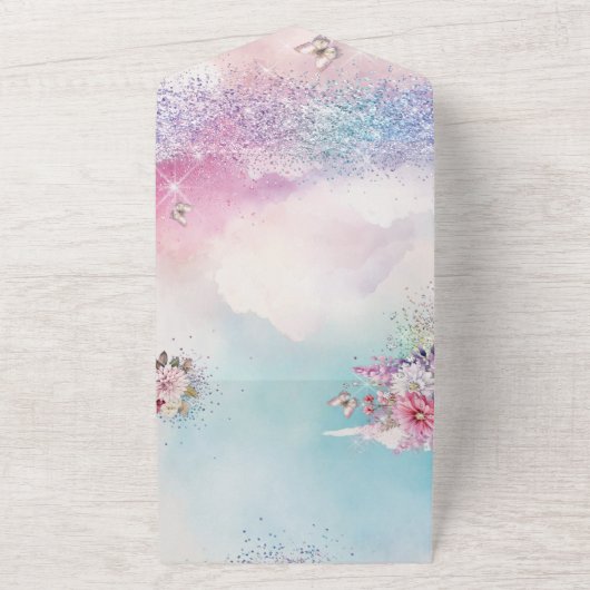 TOUT EN UN Unicorne Invitation Anniversaire (Dehors)