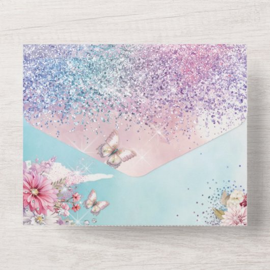 TOUT EN UN Unicorne Invitation Anniversaire (Verso)