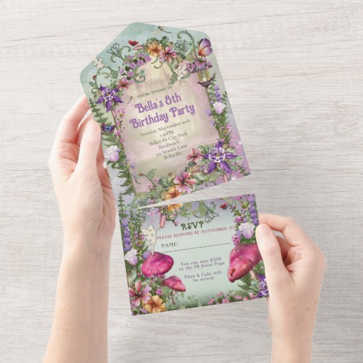 TOUT EN UNE Fée Invitation Anniversaire (Déchirure)