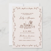 Tout En Une Main Mocha Tirée Faire-part de mariage (Devant)