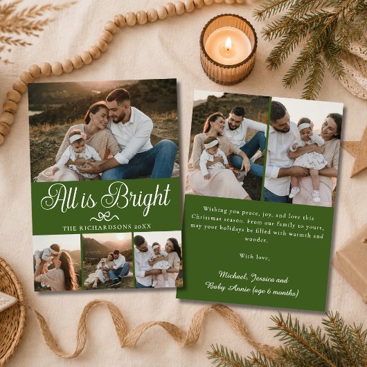 Tout est brillant Carte de Noël Forest Green Multi