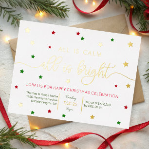 tout est calme or foil christmas invitation
