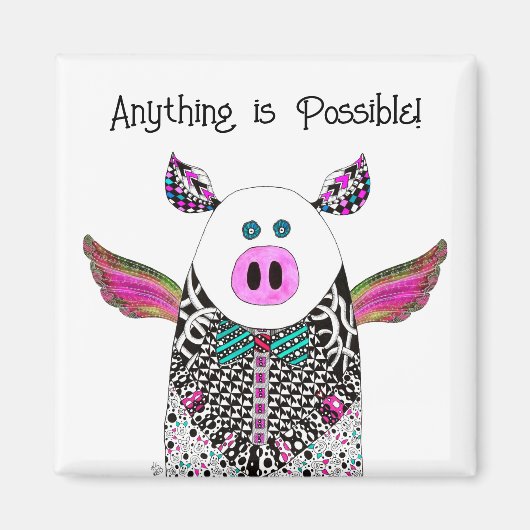 Tout est possible Flying Pig Magnet (Devant)