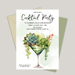 TOUT ÉVÉNEMENT - Cocktail Green Invitation<br><div class="desc">Cocktail Cocktail Verdure Aquarelle Martini Foliage Cactus Cactus Succulents Boissons Alcool Fiesta Vert Plantes Anniversaire Fête des mariées Fiançailles Dîner Fête Réchauffement de la maison Nouveau Accueil Plante Lover Invitation</div>