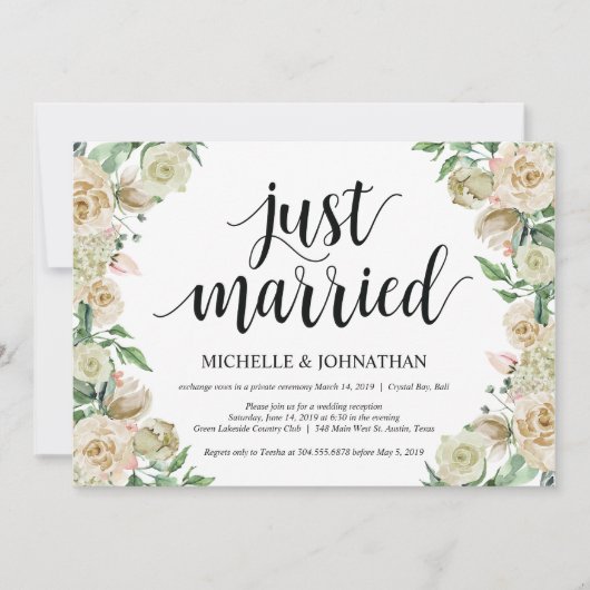 Tout juste mariés, Carte d'invitation pour récepti (Devant)