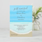 Tout juste mariés Invitation aquarelle plage océan (Debout devant)