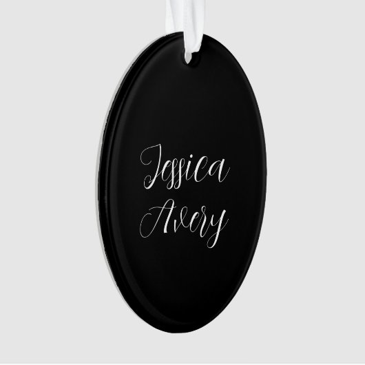 Tout nom | Élégant script blanc modifiable sur noi (devant)