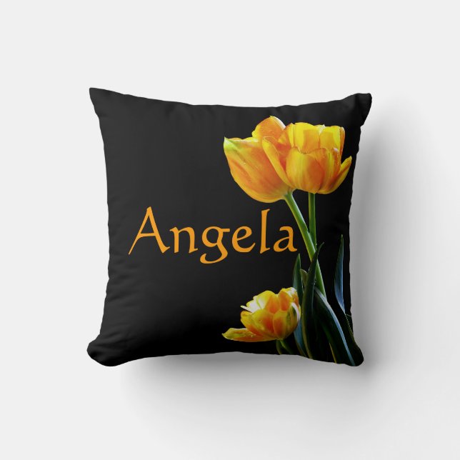 Tout nom sur le beau coussin de fleurs de tulipe (Recto)