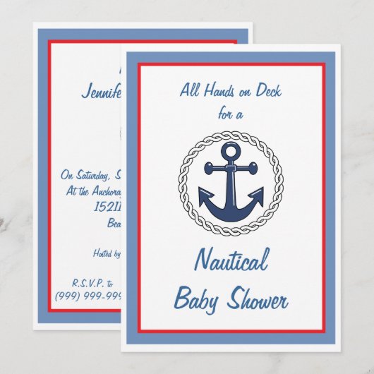 Tout remet les invitations nautiques de baby (Devant / Derrière)