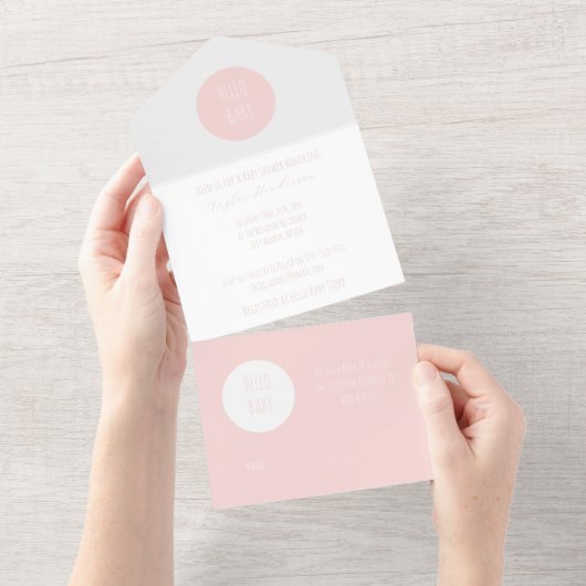 Tout rose moderne en un Baby shower Invitation (Déchirure)
