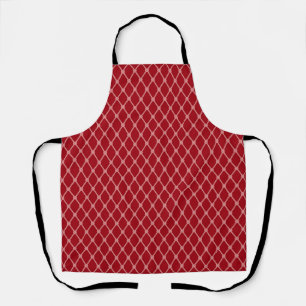 Tout rose sur tablier de cuisine rouge