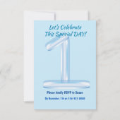 Tout sur BLUE 1st Birthday Invitation (Dos)