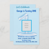 Tout sur BLUE 1st Birthday Invitation (Devant / Derrière)