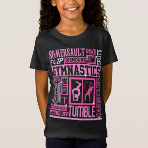Tout sur la gymnastique Typographie en T-shirt ros