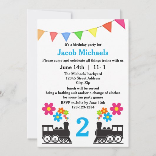 Tout sur les trains - Invitation d'anniversaire (Devant)