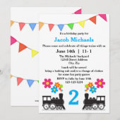 Tout sur les trains - Invitation d'anniversaire (Devant / Derrière)