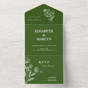 Tout vert simple en une seule invitation carte rsv