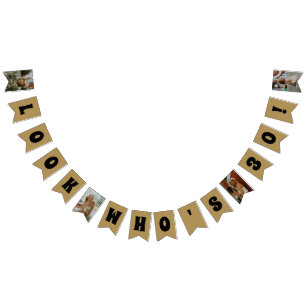 TOUTE AGE Gold Custom Photo Anniversaire Drapeaux 