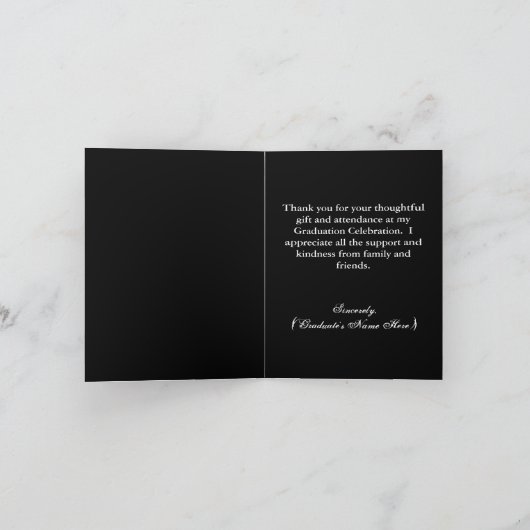 Toute année~ Noir/Blanc Damas Merci de graduation (Intérieur)