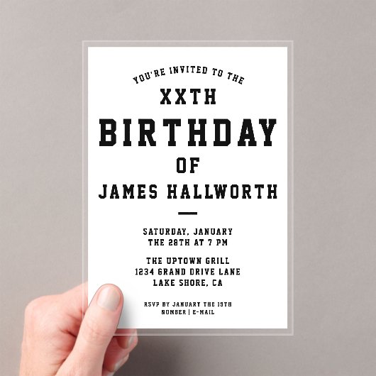 TOUTE Cool Âge Invitation Anniversaire | Noir et b (In situ (ordinateur de poche))
